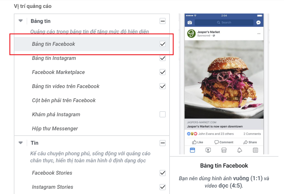 Cách chọn vị trí quảng cáo trên Facebook để đạt hiệu quả tối đa
